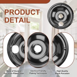 WB31M20(6") WB31M19(8") Black Porcelain Drip Pan Set & WB30M2(8") WB30M1(6") Electric Range Burner Element Unit Set by Cenipar-Compatible with GE Hotpoint Kenmore Range/Stove-Includes 2×6” and 2×8”