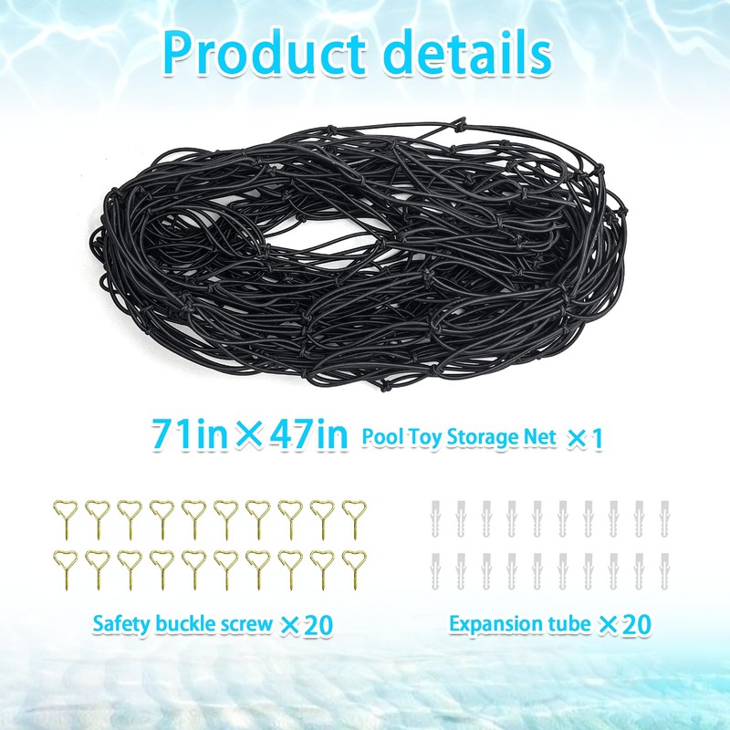 Extra Large Pool Toy Float Storage Net with 20 Windproof