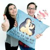 Mr. & Mrs. Panda Hugging Penguin Cushion - Gift, Wedding