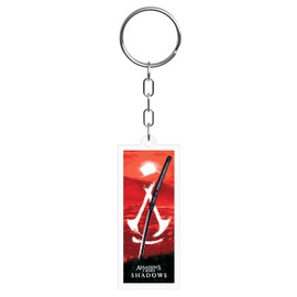 ABYSTYLE - Assin's Creed Acrylic Crest Shadows Keyring Red, White, Black, Dimensions: Environ 5.7 x 2.3 cm, Red, White, Black
