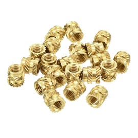 sourcing map Knurled Insert Nuts, 120Pcs M4 x 6mm L x 6mm OD 3D Printing Brass Nut Female Threaded Inserts Brass Heat Set Insert Embedment Nut
