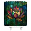 Vintage Stained Glass Shower Curtain for Bathroom,70x70 Inch,with Hooks