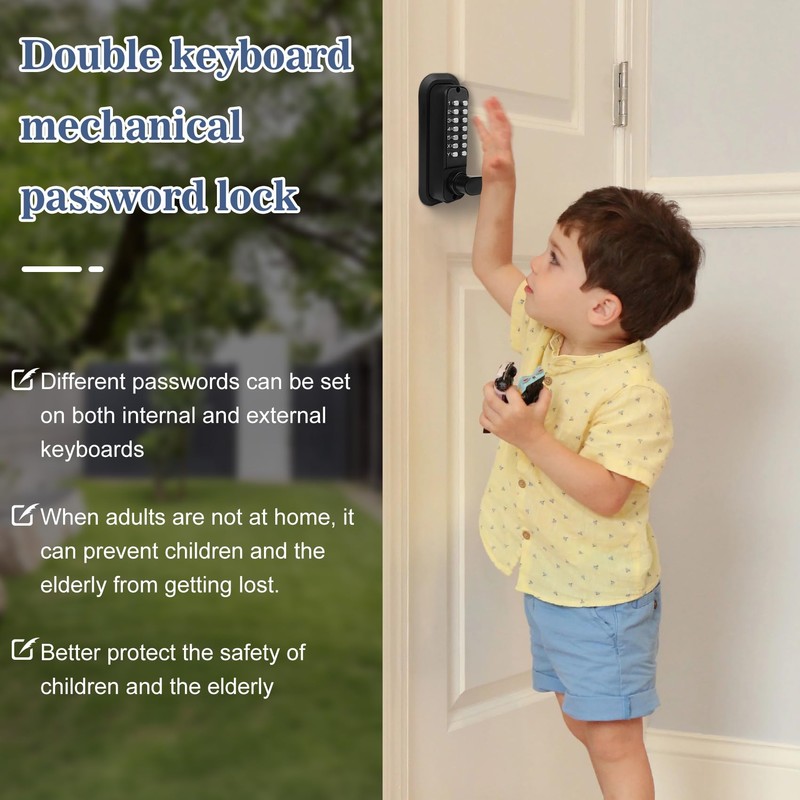 Souyou Upgrade Keyless Door Lock with Handle, Stainless Steel Waterproof