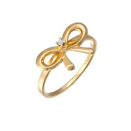 Elli Women's Ring Bow Trend with Diamond (0.015 ct.) in 925 Sterling Silver, Stone