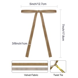 SIMISI RIBBON 24 Pcs Khaki Velvet Christmas Tree Bows Door Garland Decor Vintage Wreath Bow (3/8'' Width, 5 * 7 inch)