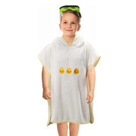 BeLikeFish Kids Hooded Towel, Soft Coral Fleece, Absorbent, Ideal for Ages 2-9 (White Duckling, 70x70cm, 7-9 years)