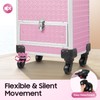Rolling Makeup Train Case with Lockable Drawer, Pink Cosmetic Organizer