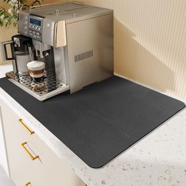Coffee Mat for Countertops,Absorbent Coffee Bar Mat for Kitchen Counter,Coffee Dish Drying Mat,Coffee Pot Appliance Mats(Dark Grey,24*16inch)