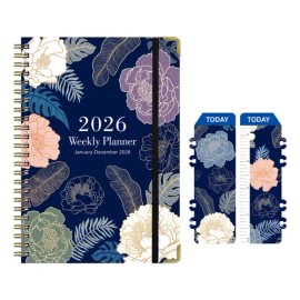 Agenda 2026 Planificador Diario y Semanal con Pasta Dura A5, Azul