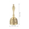 Hand Call Bell 4.7in Long Pure Brass Exquisite Carved Pattern