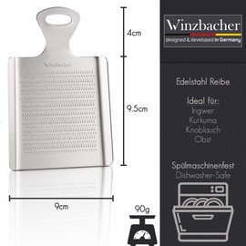 Winzbacher - The Original - Stainless Steel Ginger Grater | Ideal for Ginger, Turmeric and Garlic | Dishwasher Safe | Ideal for Preparing Ginger Tea