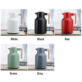 1L Thermal Coffee Carafe Double Walled Thermal Carafe Thermos Pot With Wood Handle Water Kettle Insulated Flask Tea Carafe Keeping Hot Cold