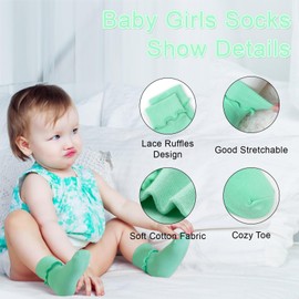 GENTABY Baby Girls Socks Toddler Frilly Cotton Pink, White, Yellow Multicolor Soft Elastic School & Dance 15 Pairs for 4-6 Years