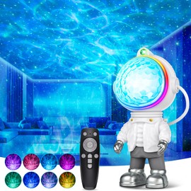 Star Projector Galaxy Night Light - Astronaut Nebula Starlight Projectors for Bedroom Starry Lamp with Remote Control Bluetooth Ocean Wave Light for Home Room