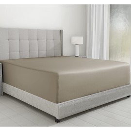 California Design Den Luxurious King Size Fitted Sheet Only - 100% Cotton, 600 Thread Count, Soft Deep Pocket Bottom Fitted Sheet, Sateen Weave, Hotel Quality, Featuring Foot Side Indicator - Taupe