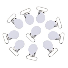Zerone Pacifier Clips, 10 Pieces Suspender Clips 25Mm Round Iron Suspender Clips, for DIY Making, 36.5Mm/1.4Inch(White)