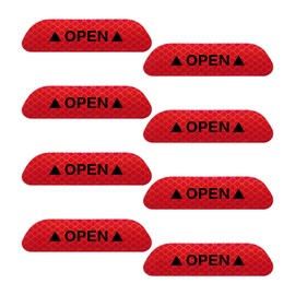 HQRNYP 8PCS Reflective Open Warning Stickers for Car Door, Auto Safety Warning Decal, 3.6 Inch Night Visibility Safety Prompt Decal, Anti-Collision Protective Strip Tape Fit for Cars (Red, 8PCS)