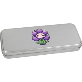 Azeeda 'Cute Iris Flower' Metal Hinged Stationery Tin/Storage Box (TT00291067)