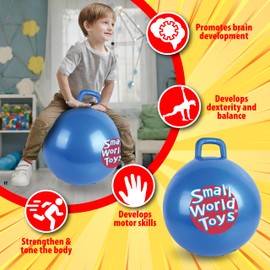 Small World Toys Hippity Hop Balls for Kids, 18" Gertie Hoppity Bouncy Ball with Handle, Sit and Bounce Jumping Ball for Kids, Inflatable Hopper Ball Toddler Outdoor Toys for Boys and Girls