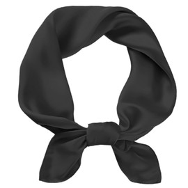 BSBUY Square Satin Silk Scarf Plain Neck Scarf, Lightweight Plain Bandana Wrap Square Large Square Satin Headscarves Hair, Accessories Classic Hair Scarf for Retro 50s 60s Style Wedding(Black)