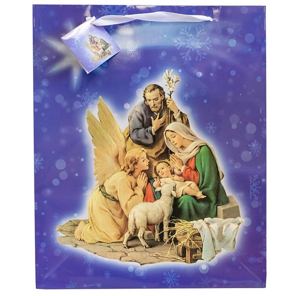 Gift Bag with Holy Family Nativity Design | Includes Tissue