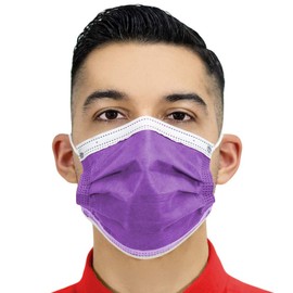4-Ply Breathable Disposable Face Mask - Made in USA - Comfortable Elastic Ear Loop Multiple Colors (500, Lavender Purple)