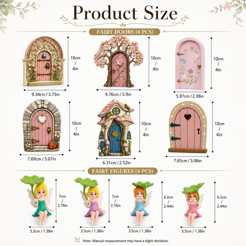 XLTXWD 10Pcs Fairy Garden Ornament Set, Decorative Mini Fairy Doors,