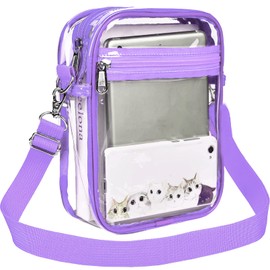 Jonnick Clear Crossbody Purse Bag, Clear Bag Stadium Approved for Concerts Sports Events Festivals (Purple, small)