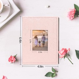 RECUTMS Small Photo Album 4x6 100 Photos Leather Cover Photo Book Albums with 100 Pockets for Family Wedding Anniversary Baby (Light Pink)