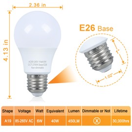 Marxlait 4 Pack LED Light Bulbs 40 watt Equivalent, Warm Light Bulbs 2700K, E26 Medium Base, Standard A19 LED Bulb, Non-Dimmable