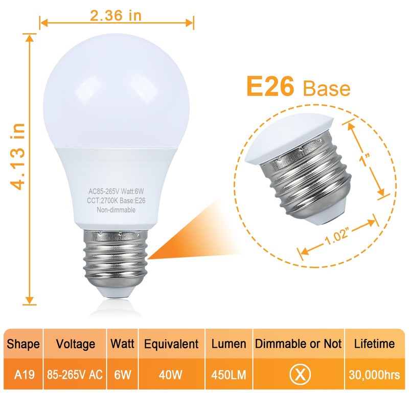 Marxlait 4 Pack LED Light Bulbs 40 watt Equivalent, Warm