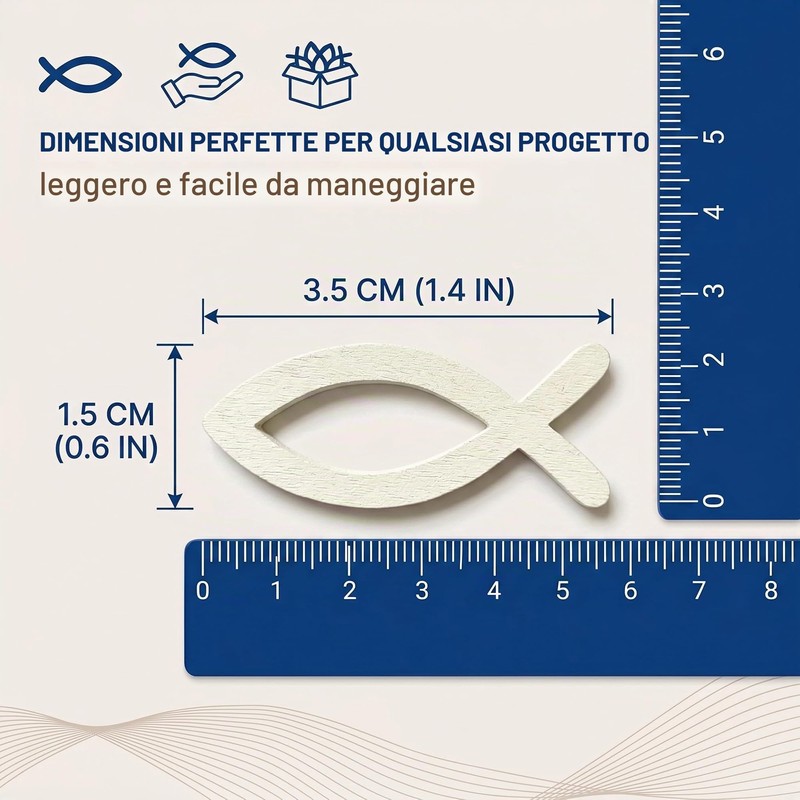 PYRUVAE 100 Pezzi Pesciolini in Legno per Decorazioni Battesimo Comunione