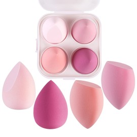 Makeup Sponge with Case, Foundation Sponge Set Beauty Blender,Dry & Wet Use for Powder Cream or Liquid Application (4 Pcs)