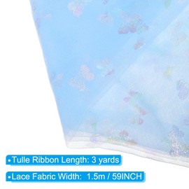 PATIKIL 3 Yards Tulle Fabric, 59inch Glitters Tulle Fabric Rolls Lace Sequin Ribbon Netting Butterfly for Tutu Skirt Dress DIY Crafts Birthday Wedding Party Decoration, Blue