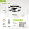 DAMINY 20" Black Modern Ceiling Fans with Lights and Remote,