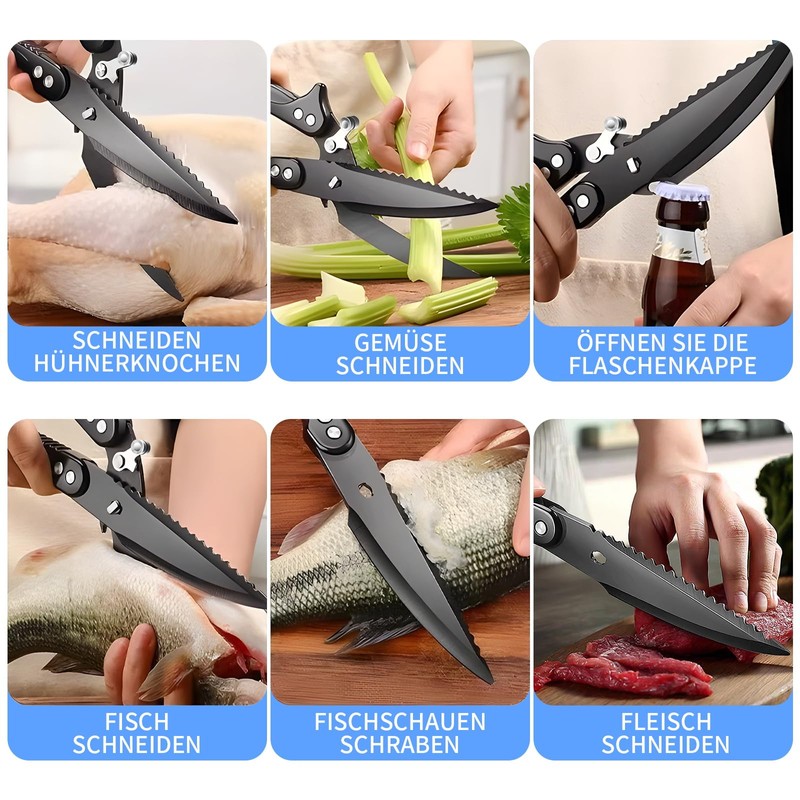 Poultry Scissors Sharp Kitchen Scissors Stainless Steel Meat Scissors: Professional