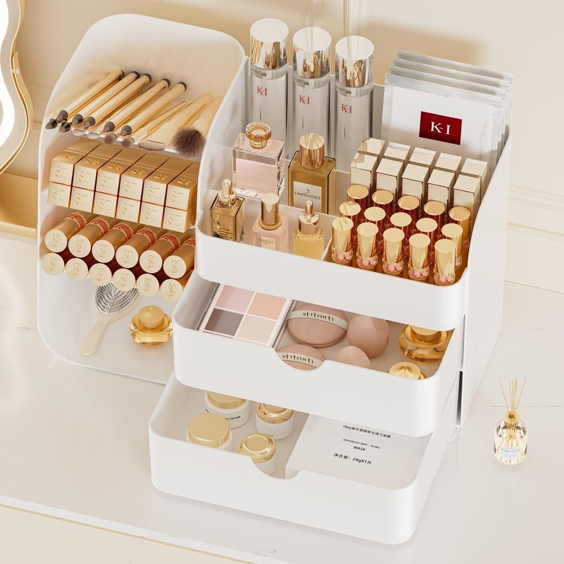 Makeup Organizer with Brush Holder for Vanity,Countertop Makeup Organizer with