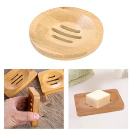 1 Count Round Shape Natural Bamboo Wood Soap Dish Storage Holder for Shower,Counter,Sink,Bathroom Soap Dishes, Holders and Dispensers