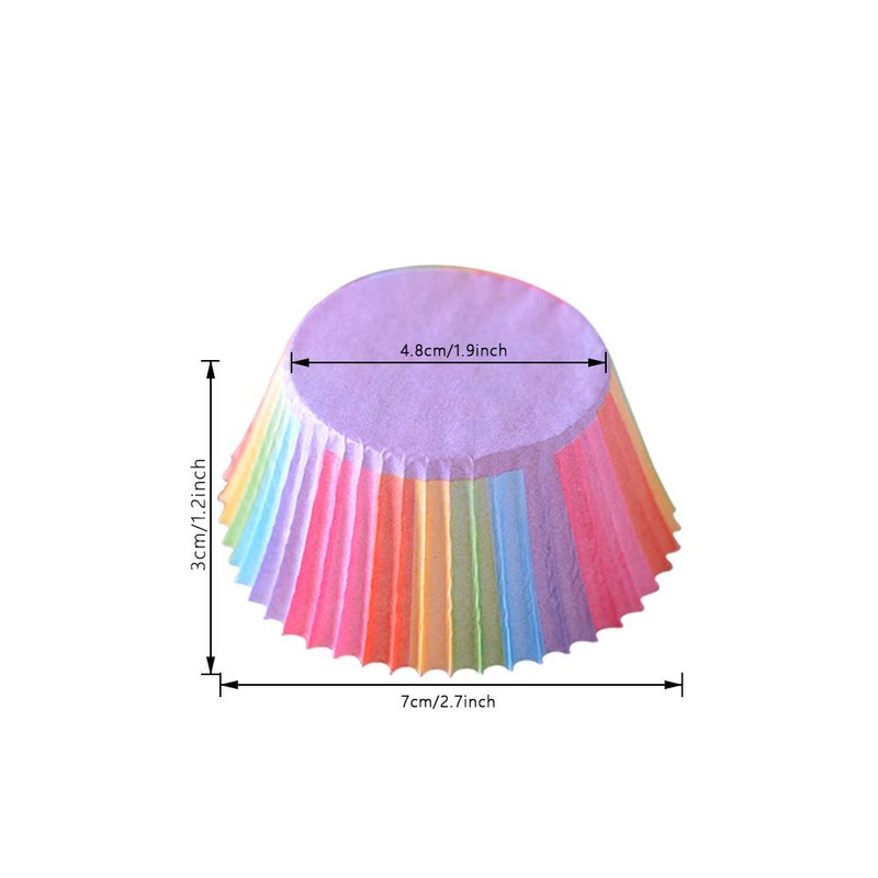 200pcs Rainbow Cupcake Cases Paper Wrapper for Baking Muffin
