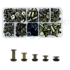100 Sets Chicago Screws Posts, Book Binding, Screws Rivets for Leather, M5 x 4/6/8/10/15 mm Kit 5 Sizes Metal Accessories Nails Rivets Chicago Button for Belt Bags DIY (Bronze)