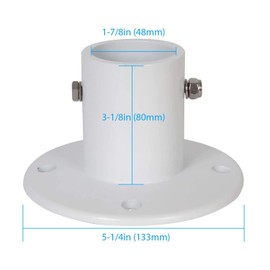 HECASA Deck Anchor Flange Cast Above Ground Pool Ladders Handrails or Slide - 1 7/8” Inch Diameter of 1.9" Aluminum White (1Pc)