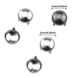 ZZHXSM 200PCS Round Mushroom Head Metal Four Claw Bead Nails 6mm Rivet Handbag Clothing Accessories Black White Nickel Each 100pcs for Repairing Decorative Jacket DIY Leather Crafts