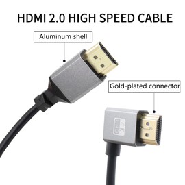 RIIEYOCA 90 Degree Left Angle UHD 4K HDMI Male to HDMI Male 18Gbps High Speed 2.0 Extender Coiled Cable Supports 4K@60Hz,1080p,ARC,3D,Stretchable to 1.5M/5FT