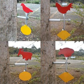 Air Gun Spinner Target 4 Pcs Set Tree Standing Shooting Targets Goat, Rooster, Piegon, Boar Four in One