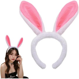 Easter Bunny Headband Big Rabbit Ears Headband for Girls Bunny Ears Hairband Plush Bunnies Costume Hair Accessories for Women Cosplay Headwear Hair Band (Pink, One size)