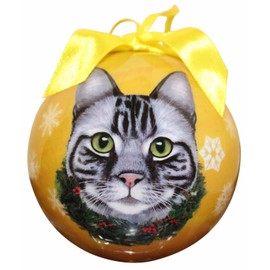 Tabby Cat Christmas Ornament Shatter Proof Ball