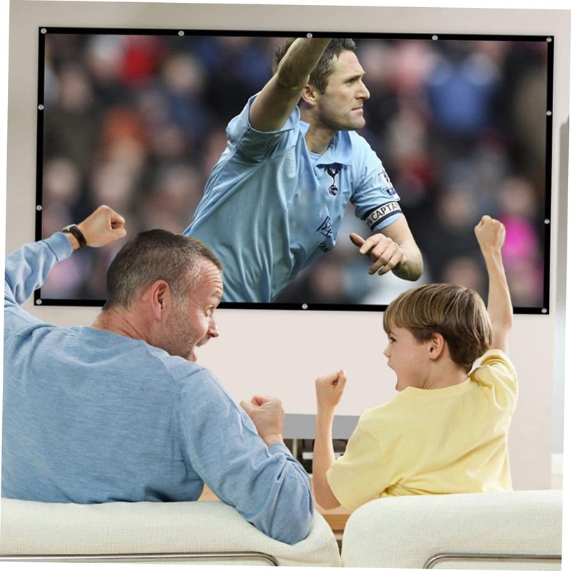 KONTONTY Portable Crease Projector Screen Foldable Movie Screen for Indoor