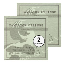 MI&VI 2 Sets Hamilton Violin Strings — 4/4 Universal Scale Full Set (G-D-A-E) with Extra E-String | Germany Steel | Ball-End | Medium Gauge Tension (2 Case Packs)