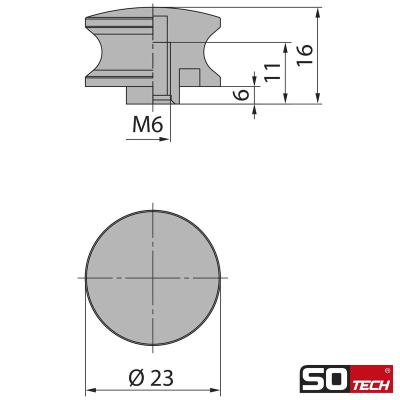 SOTECH Push-Lock Midi Push Button Diameter 23 mm Stainless Steel