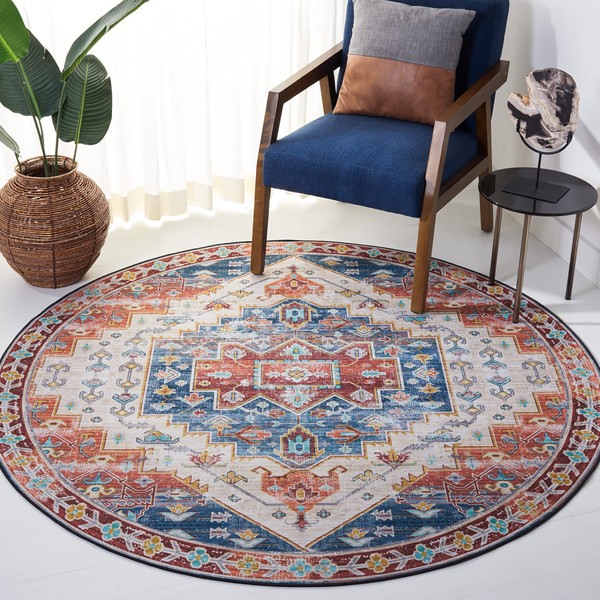 SAFAVIEH Tucson Collection Area Rug - 6' Round, Blue &